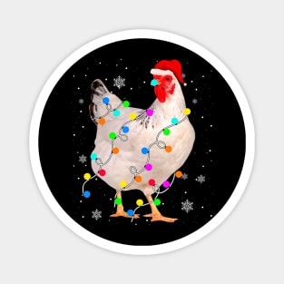 Chicken Christmas Lights Xmas Santa Hat Animals Lover Magnet